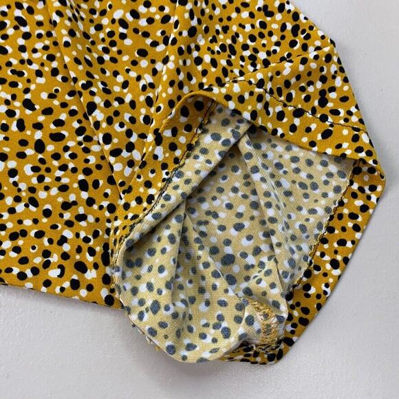 Susan Graver Liquid Knit Top Womens 4X Yellow Polka Dot Square Neck Elbow Sleeve - Picture 6 of 14